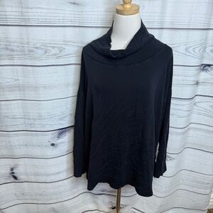 Eileen Fisher black funnel neck soft pullover top